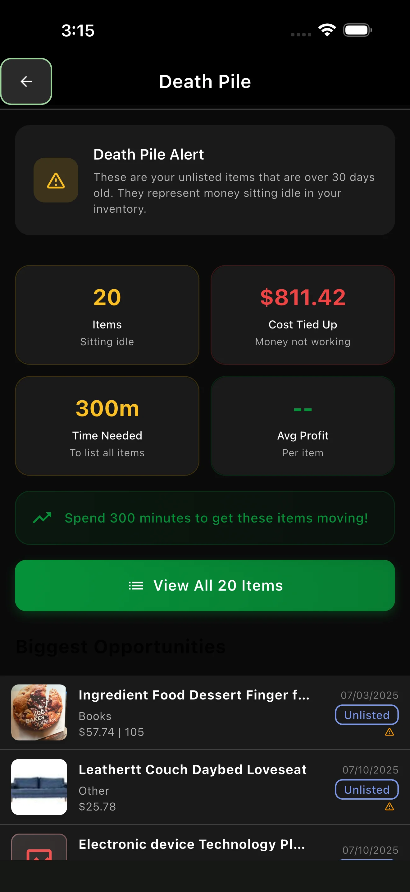 Death pile management for unsold inventory