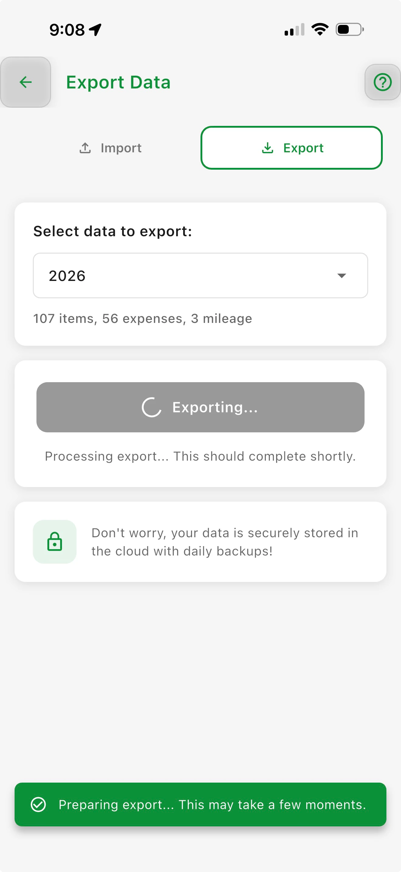 Ein-Klick-Datenexport nach CSV